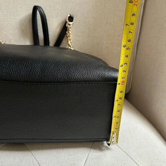 Coach Black Pebbled Leather Tote with Chain Straps - Picture 7 of 12